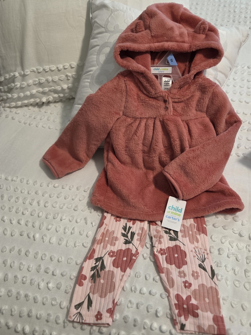 child of mine Coral Hooded Plush Fleece Jacket with Ear Details